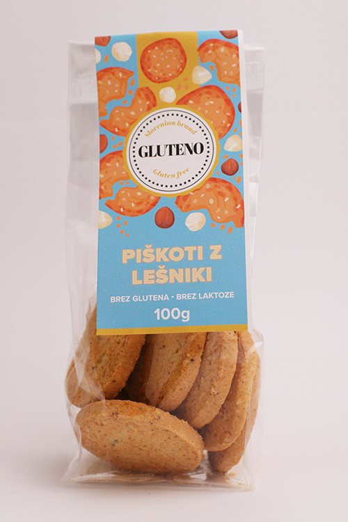 Brezglutenski Piškoti z lešniki Gluteno 100 g