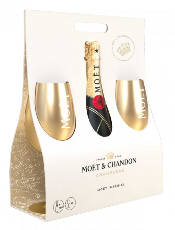 Champagne Brut Imperial Moët & Chandon + 2 Kozarca Gold 0,75 l