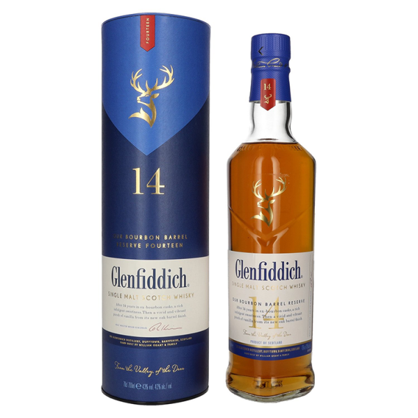 Škotski whisky Glenfiddich 14 yo BOURBON BARREL RESERVE + GB 0,7 l